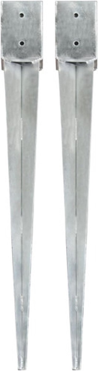 Goedkoopste vidaXL - Grondpinnen - 2 - st - 10x10x91 - cm - gegalvaniseerd - staal - zilverkleurig