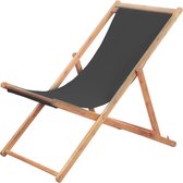 vidaXL Chaise de plage pliante en tissu et structure en bois gris