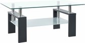 Table basse 95x55x40 cm verre trempé transparent et gris