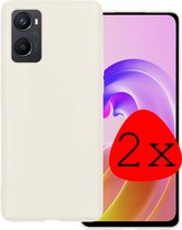 Hoes Geschikt voor OPPO A76 Hoesje Siliconen Back Cover Case - Hoesje Geschikt voor OPPO A76 Hoes Cover Hoesje - Wit - 2 Stuks