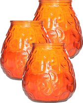 Set de 3 bougies d'ambiance de table d'extérieur Lowboy orange 10 cm 40 heures de combustion en verre - Bougies de jardin