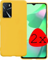 Hoes Geschikt voor OPPO A16s Hoesje Siliconen Back Cover Case - Hoesje Geschikt voor OPPO A16s Hoes Cover Hoesje - Geel - 2 Stuks