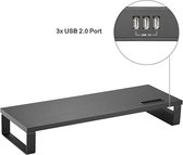 Allteq - Support de moniteur - Support de moniteur - 4x USB - 54 x 20 x 9 cm - Aluminium - Zwart