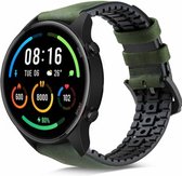 Strap-it Lederen / siliconen bandje - geschikt voor Xiaomi Watch S1 (Active/Pro) / Watch 2 Pro / Watch S3 / Mi Watch / Amazfit Balance / Bip 5 - groen