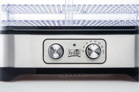 FRITEL Dehydrator DH 2025 - Droogapparaat / Voedseldroger / Droogoven - 5 Laags - 35°C tot 70°C - 250W - 2 Stapelwijzen - BPA-vrij - Groenten / Fruit / Kruiden / Vis / Vlees