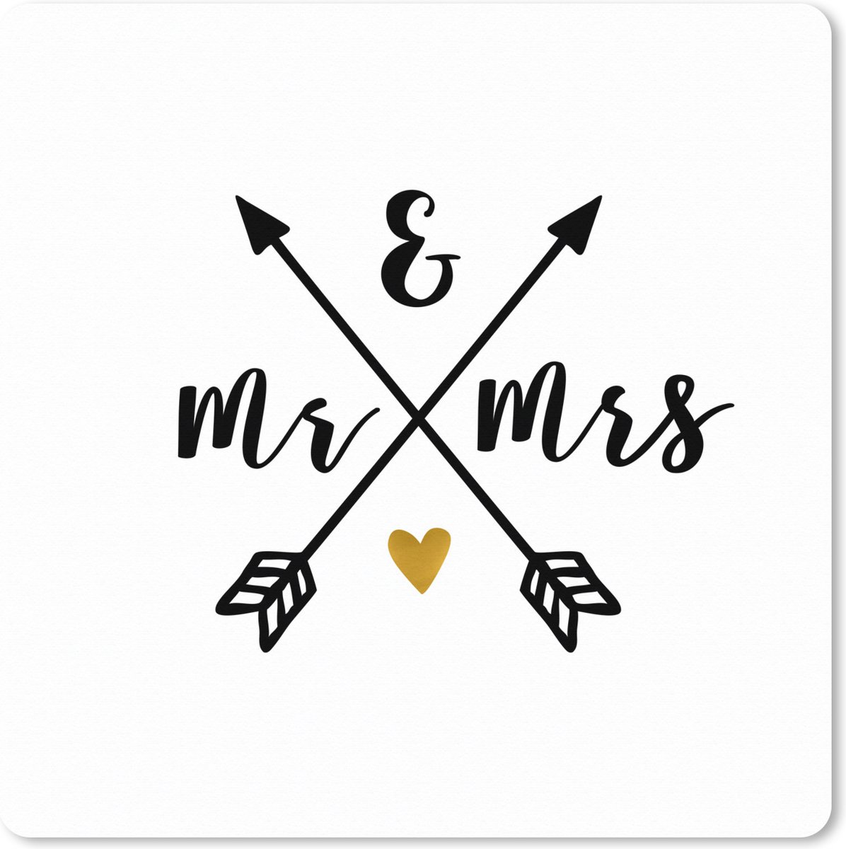 Muismat XXL 60x60 cm - Bureau onderlegger - Bureau mat Huwelijk - Quotes - Mr & Mrs - Spreuken - Bureaumat - Gaming mousepad xl - Bureaulegger groot - Computer deskmat