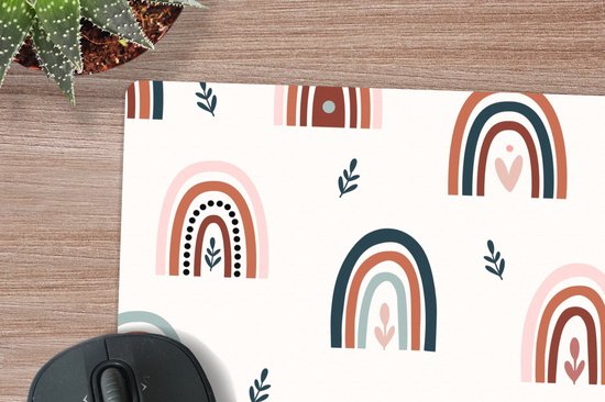 Tapis de souris XXL - Sous-main - Tapis de bureau - Arc-en-ciel - Pastel - Motifs - Bohème - 50x50 cm - Tapis de souris XXL