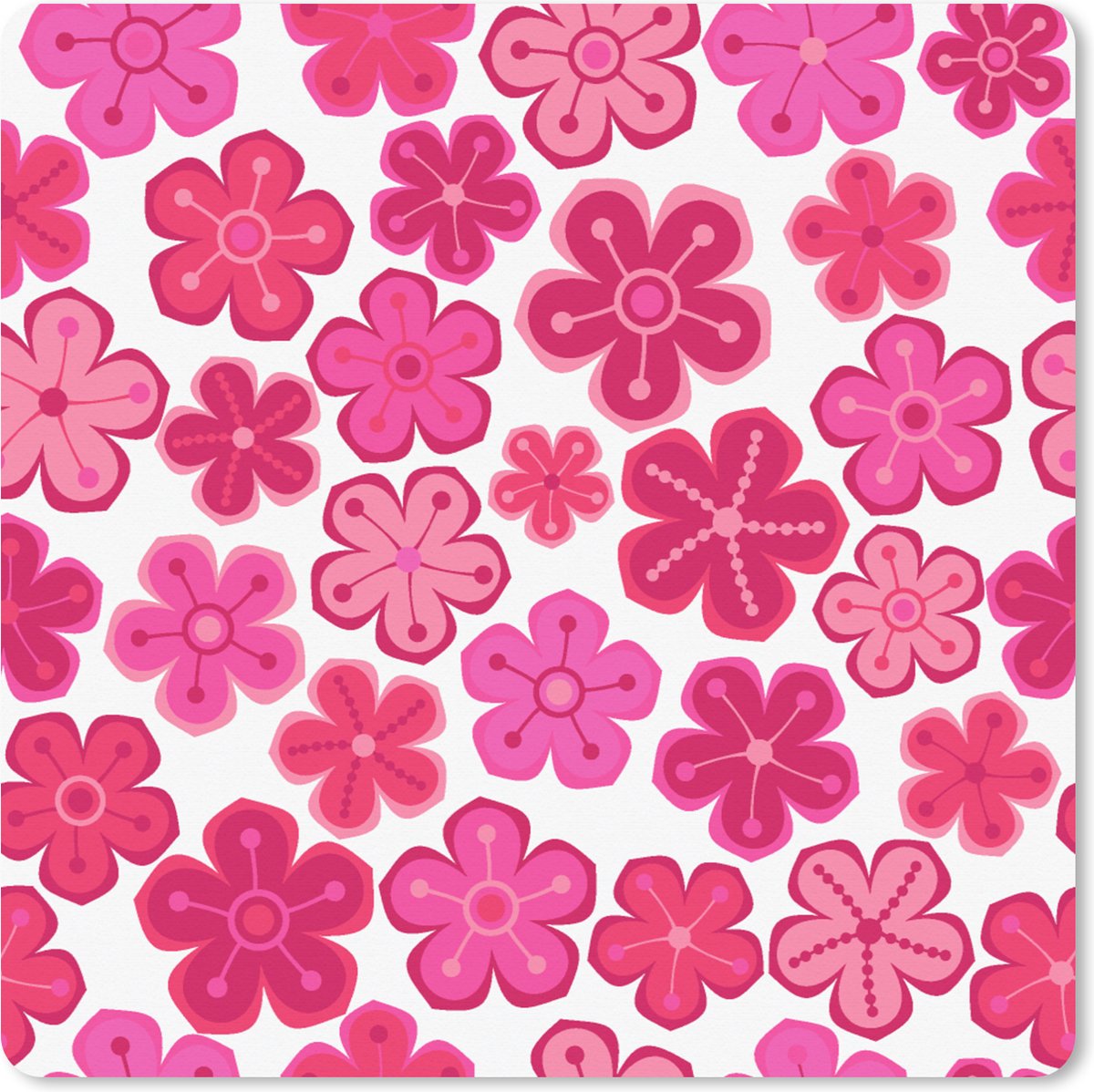 Muismat XXL 80x80 cm - Bureau onderlegger - Bureau mat Bloemen - Roze - Patronen - Bureaumat - Gaming mousepad xl - Bureaulegger groot - Computer deskmat