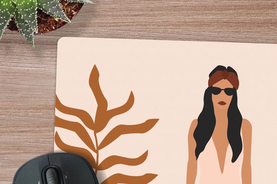 Muismat XXL 60x60 cm - Bureau onderlegger - Bureau mat Zomer - Badpak - Bladeren - Bureaumat - Gaming mousepad xl - Bureaulegger groot - Computer deskmat