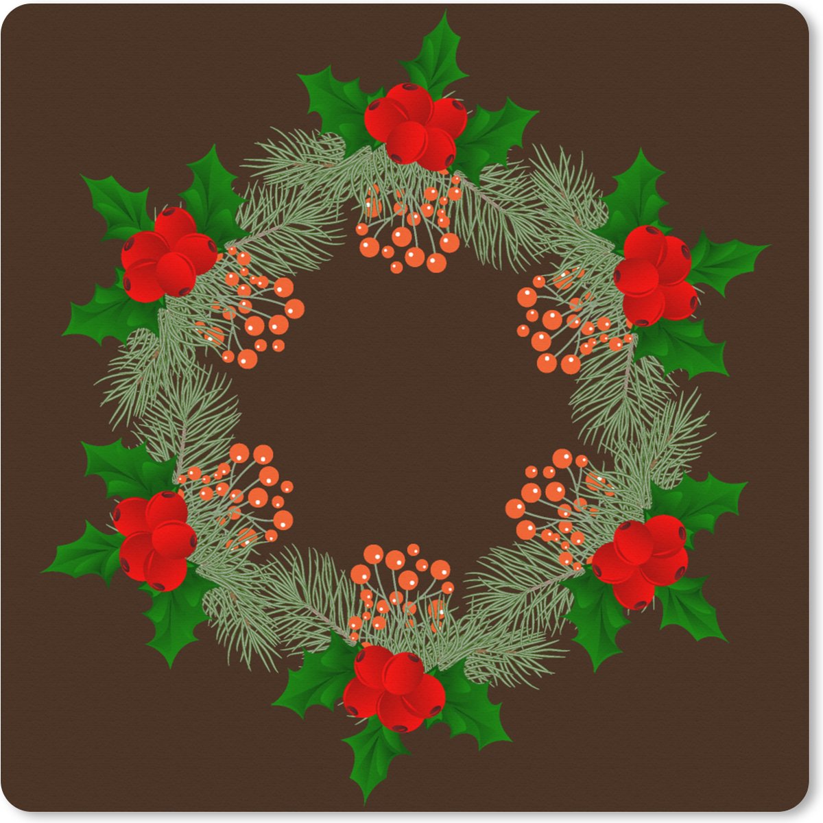 Muismat XXL 60x60 cm - Bureau onderlegger - Bureau mat Kerstkrans - Hulst - Patronen - Bureaumat - Gaming mousepad xl - Bureaulegger groot - Computer deskmat - Kerst - Cadeau - Kerstcadeau voor mannen en voor vrouwen