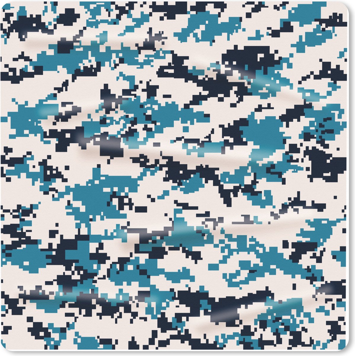 Muismat XXL 80x80 cm - Bureau onderlegger - Bureau mat Blauw met wit camouflage patroon - Bureaumat - Gaming mousepad xl - Bureaulegger groot - Computer deskmat
