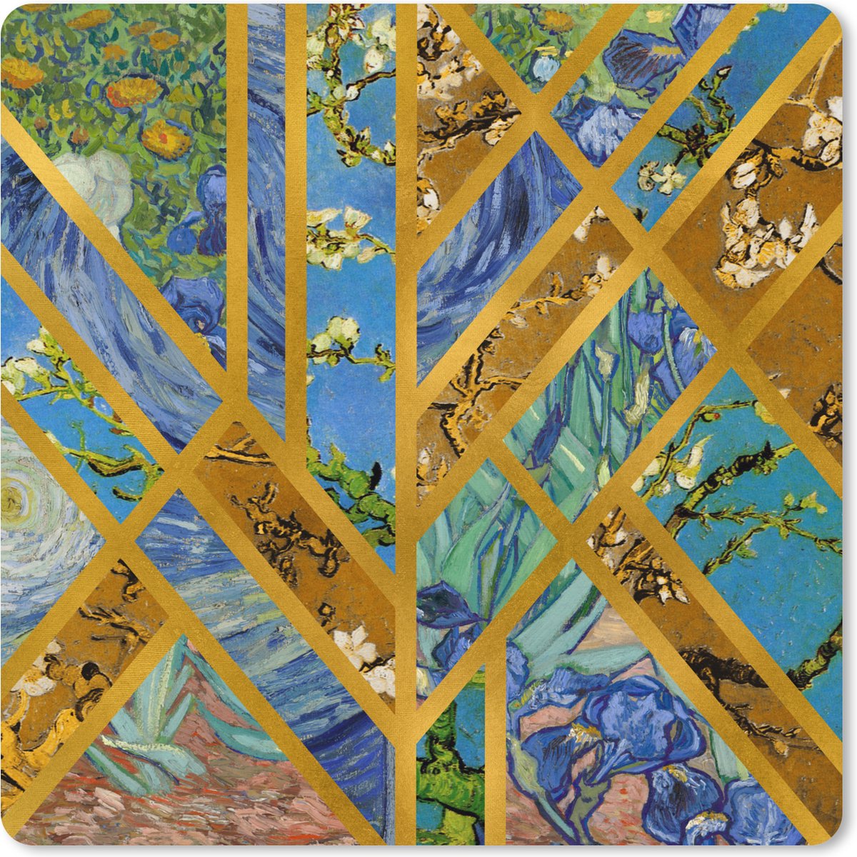 Muismat XXL 50x50 cm - Bureau onderlegger - Bureau mat Van Gogh - Oude meesters - Kunst - Bureaumat - Gaming mousepad xl - Bureaulegger groot - Computer deskmat