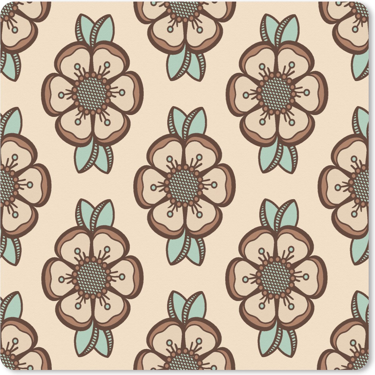 Muismat XXL 60x60 cm - Bureau onderlegger - Bureau mat Retro - Bloemen - Design - Bureaumat - Gaming mousepad xl - Bureaulegger groot - Computer deskmat