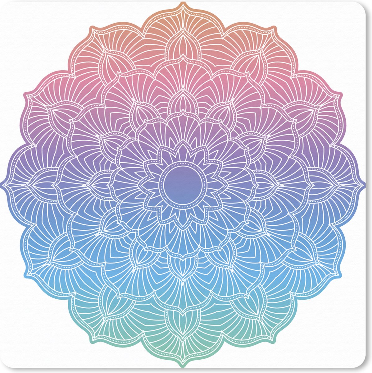Muismat XXL 80x80 cm - Bureau onderlegger - Bureau mat Mandala natuurvormen - Bureaumat - Gaming mousepad xl - Bureaulegger groot - Computer deskmat