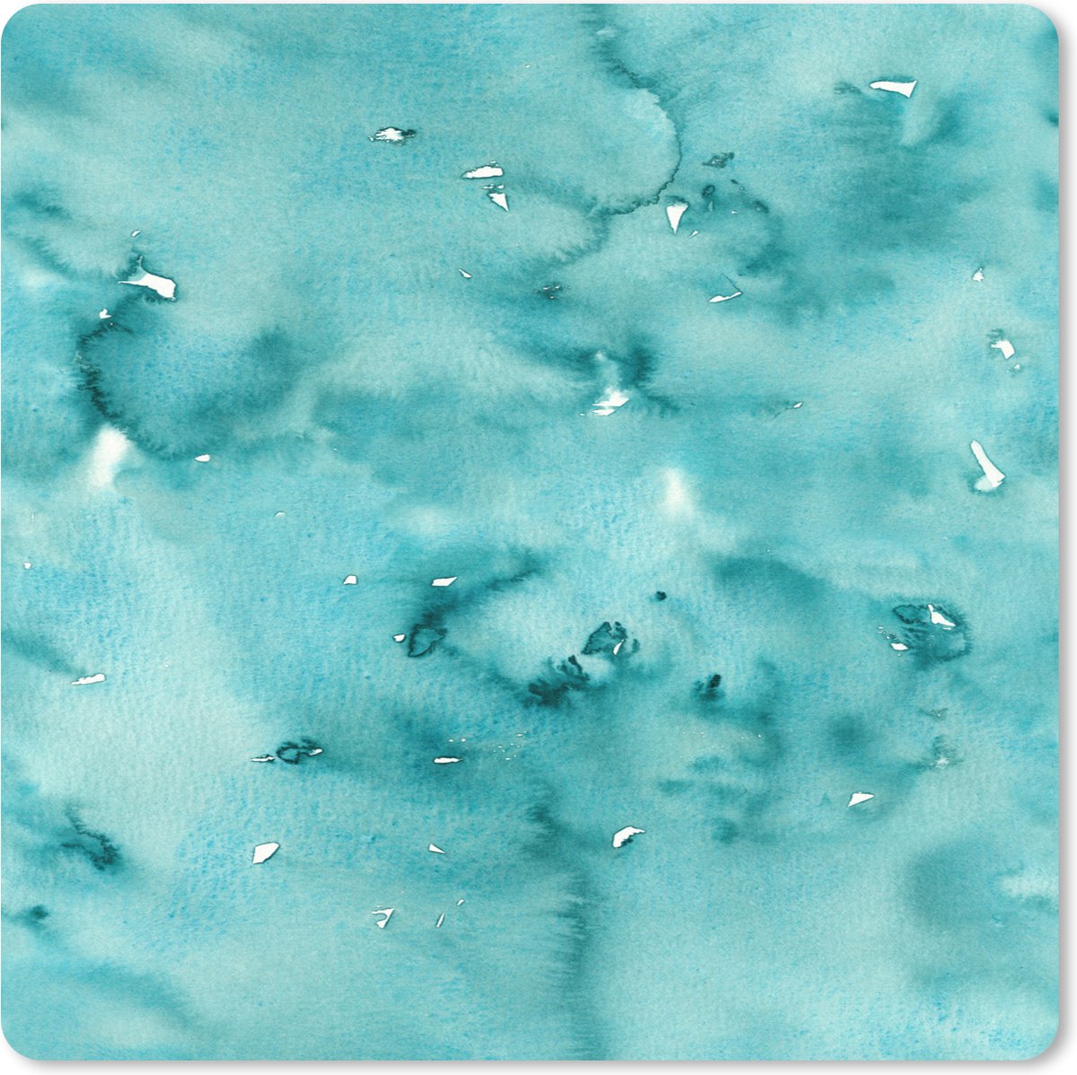 Muismat XXL 80x80 cm - Bureau onderlegger - Bureau mat Patroon - Turquoise - Waterverf - Bureaumat - Gaming mousepad xl - Bureaulegger groot - Computer deskmat