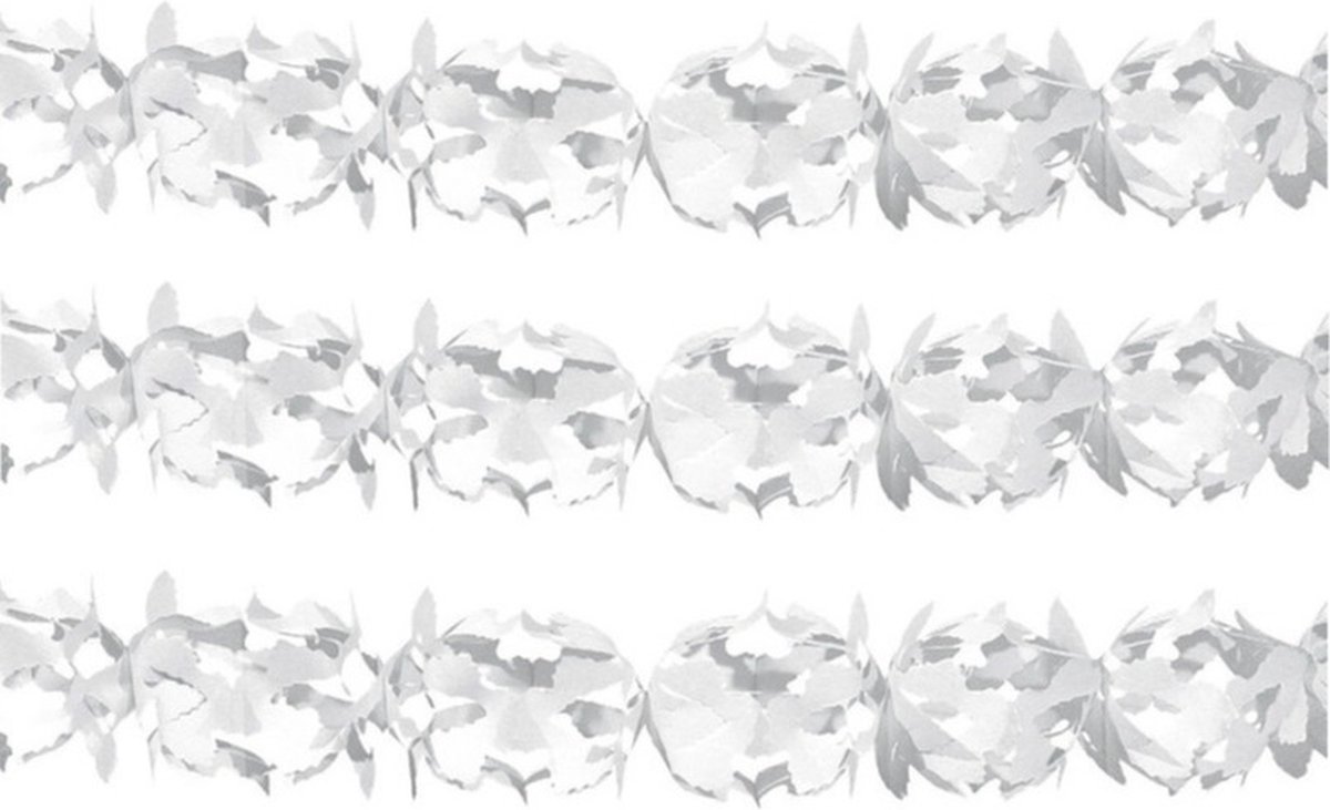 Feest slinger/guirlande - Set van 6x stuks - wit - papier - 6 meter - verjaardag