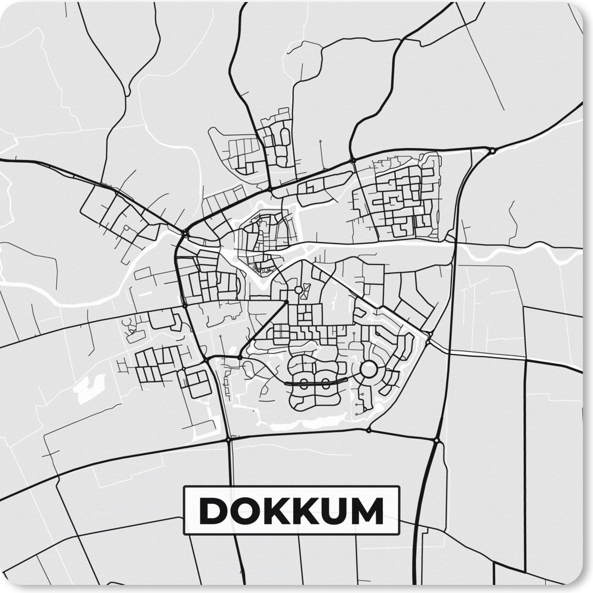 Muismat XXL 80x80 cm - Bureau onderlegger - Bureau mat Stadskaart - Dokkum - Grijs - Wit - Bureaumat - Gaming mousepad xl - Bureaulegger groot - Computer deskmat