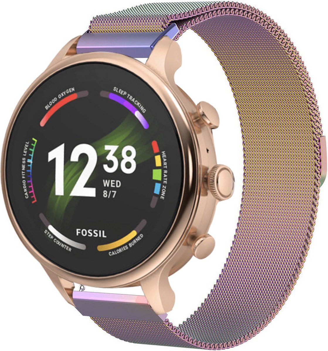 Strap-it Milanees RVS bandje - geschikt voor Fossil Gen 5e - 42mm / Gen 6 - 42mm dames modellen - Huawei Watch GT 4 / 5 - 41mm / GT 5 Pro - 42mm - Withings ScanWatch 2 - 38mm / ScanWatch Light / Steel HR - 36mm - Parelmoer