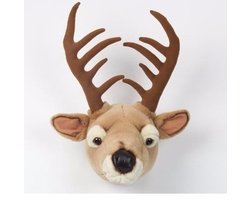 Pluche hert dierenhoofd knuffel 30 cm - Hertenkop - Kinderkamer muurdecoratie