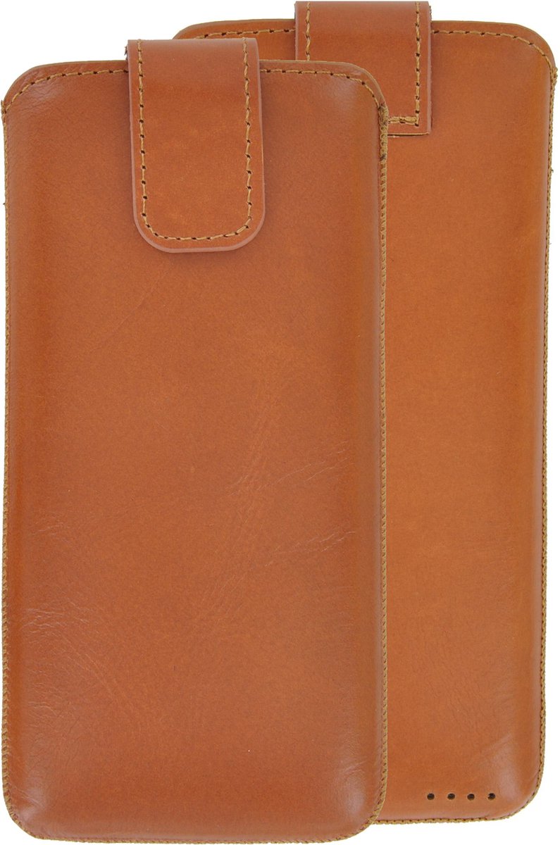 MoDo hoesje Geschikt voor Samsung Galaxy A73 5G - Leer Etui - Cognac bruin