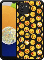Hoesje Zwart Geschikt voor Samsung Galaxy A03 Emoji