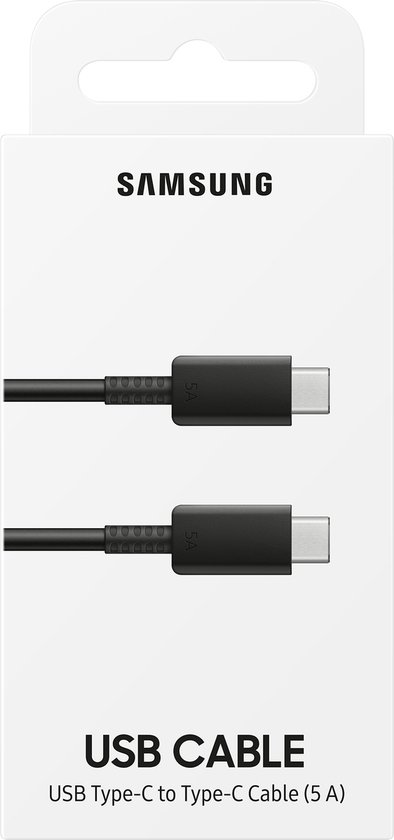 Samsung USB-C kabel 1m 5A USB 2.0 zwart USB-C naar USB-C snel en krachtig laad- en datakabel