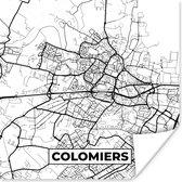 Poster Colomiers - Stadskaart - Plattegrond - Kaart - Frankrijk - Zwart wit - 30x30 cm