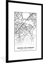 Fotolijst incl. Poster Zwart Wit- Stadskaart - Plattegrond - Kaart - Garges-lès-Gonesse - Frankrijk - Zwart wit - 80x120 cm - Posterlijst