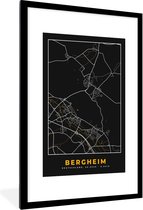 Fotolijst incl. Poster - Duitsland – Black and Gold – Bergheim – Stadskaart – Kaart – Plattegrond - 80x120 cm - Posterlijst