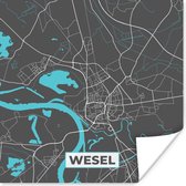 Poster Duitsland – Blauw – Wesel – Stadskaart – Kaart – Plattegrond - 50x50 cm