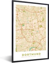 Fotolijst incl. Poster - Plattegrond - Dortmund - Stadskaart - Vintage - Kaart - 20x30 cm - Posterlijst