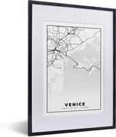 Cadre photo avec affiche Zwart Wit- Venetië - Carte - Plan de la ville - Zwart Wit - Carte - 30x40 cm - Cadre pour affiche