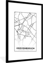 Fotolijst incl. Poster - Grevenbroich - Plattegrond - Kaart - Stadskaart - 60x90 cm - Posterlijst