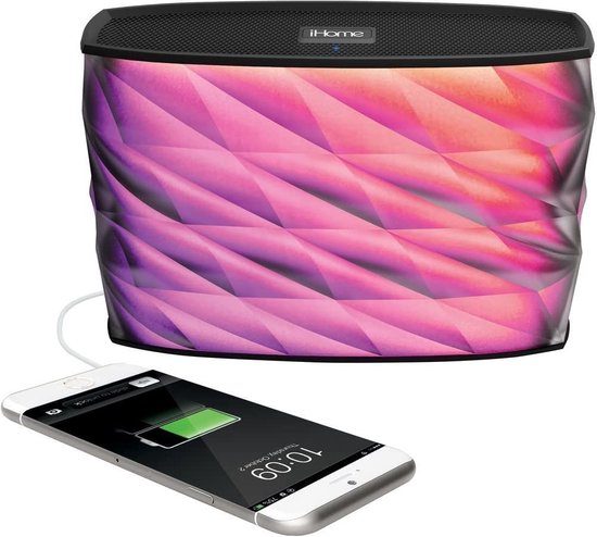 Bluetooth speaker iHome iBT85 met kleurverlichting, handsfree, IPX4 spatwaterdicht, AUX, oplaadbaar, 10u batterij