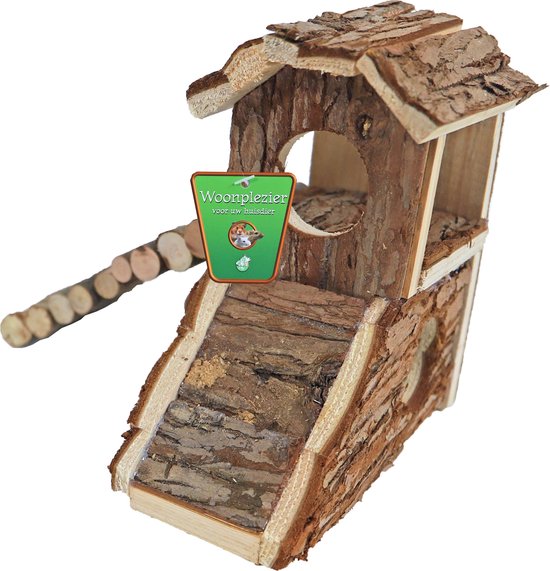 Boon hamsterhuis met loopbrug natural - 21 x 16 x 17,5cm