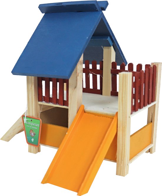 Boon hamsterhuis hout met veranda gekleurd - 23,5 x 18,5 x 21,5cm