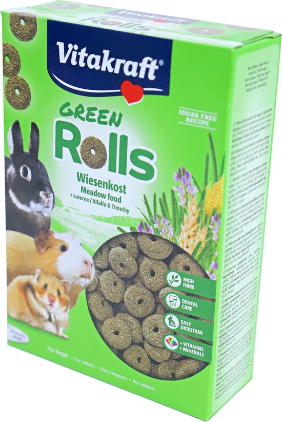 Vitakraft Green Rolls - Anelli Per Conigli Con Mais E Frumento | Ricchi Di Erba Medica, Vitamine E Minerali