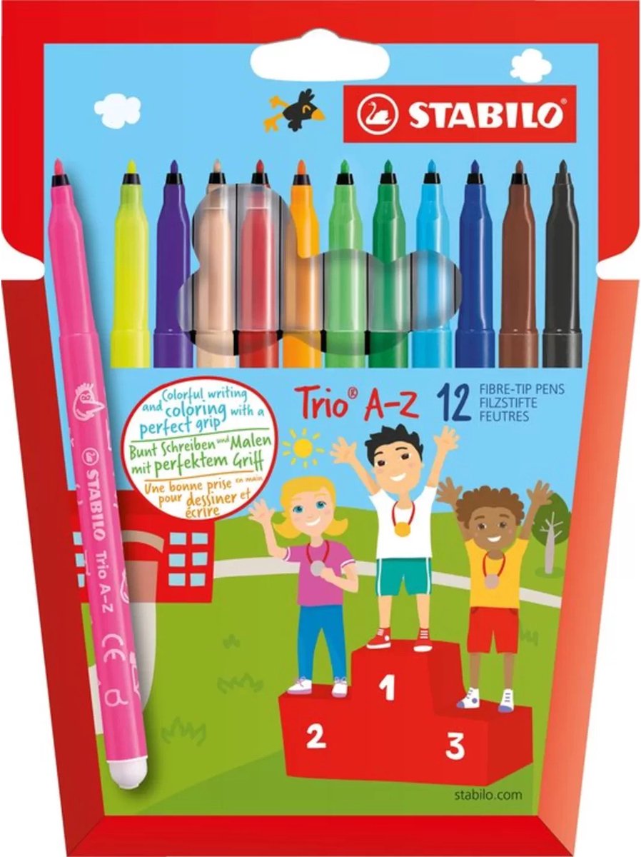 STABILO Trio A-Z - Viltstift - Met Ergonomische Driekantige Gripzone - Etui Met 12 kleuren — afbeelding 12