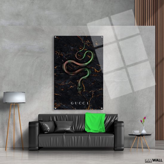 Luxe Plexiglas Schilderij Gucci Snake | 100x150 | Woonkamer | Slaapkamer | Kantoor | Muziek | Design | Art | Modern | ** 5MM DIK**