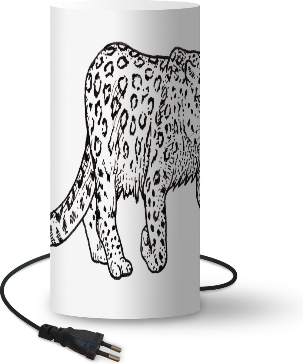 Lamp - Nachtlampje - Tafellamp slaapkamer - Illustratie van een sneeuwpanter die loopt - 54 cm hoog - Ø24.8 cm - Inclusief LED lamp