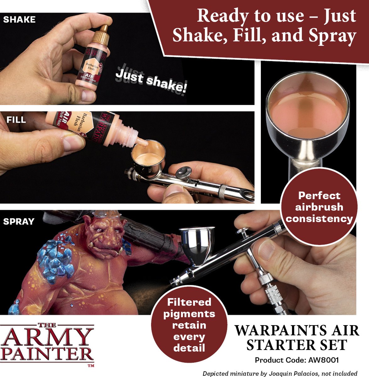 The Army Painter Warpaints Air Starter Set, 12 Warpaints in 18 ml druppelflessen (inclusief 1 metallic, 1 grijze 100 ml primer), acrylverf niet-giftige airbrushverf op waterbasis Acrylverfset — afbeelding 8