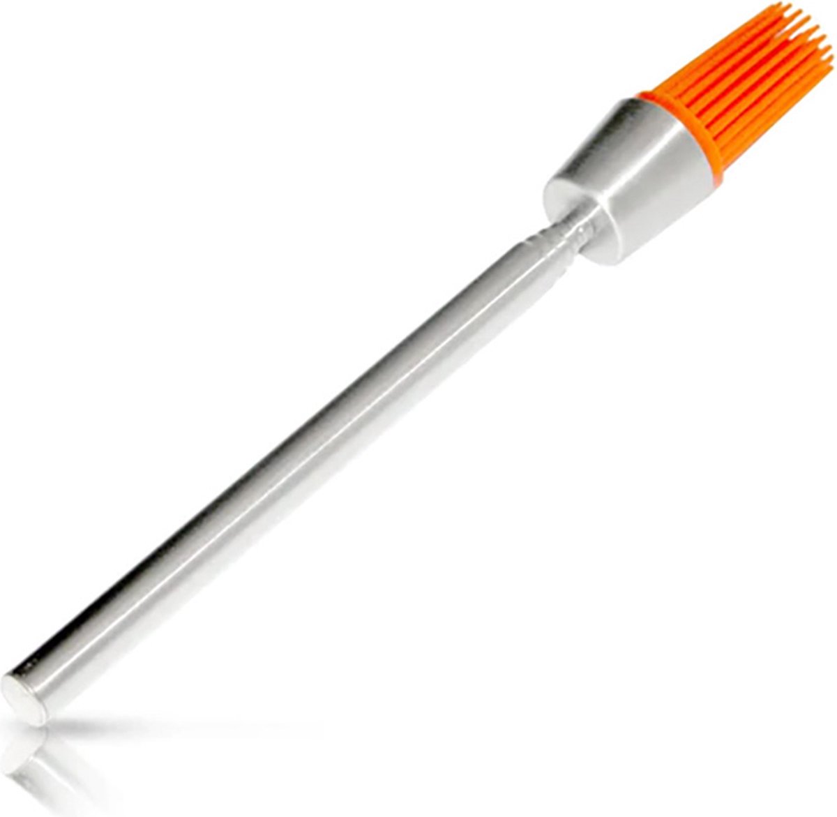 Uitschuifbare kwast - Telescopisch - Barbecue - RVS - Siliconen - Oranje - 20,7 x 2,4 x 2,3 cm