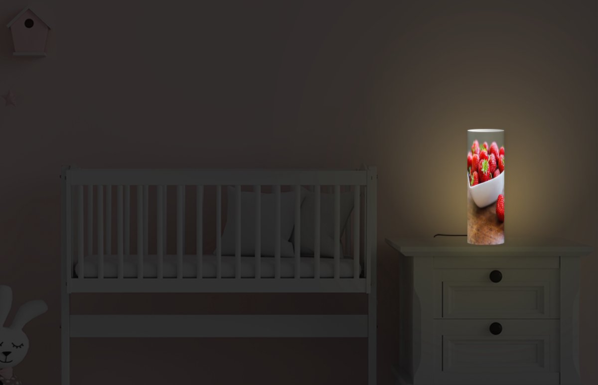 Lamp - Nachtlampje - Tafellamp slaapkamer - Aardbei - Tafel - Kom - 50 cm hoog - Ø15.9 cm - Inclusief LED lamp