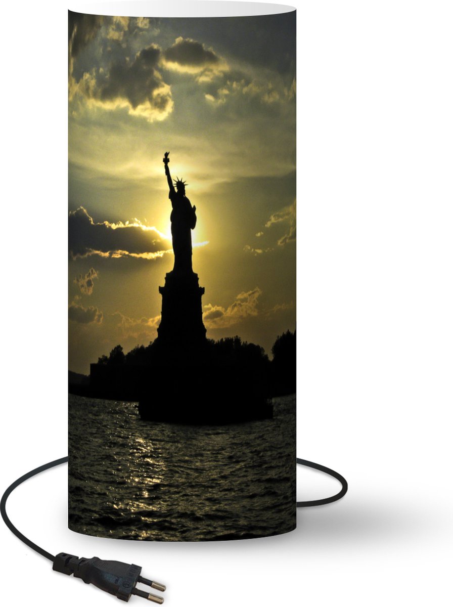 Lamp - Nachtlampje - Tafellamp slaapkamer - Silhouet van het Amerikaanse Vrijheidsbeeld in New York - 33 cm hoog - Ø14.3 cm - Inclusief LED lamp