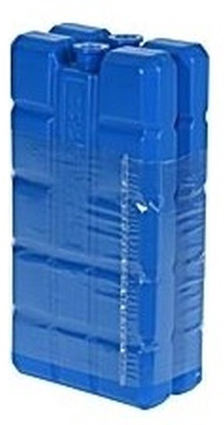 Blauw koelpack, gevuld met water, rasterpatroon.