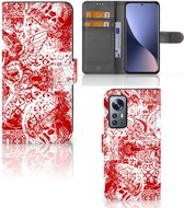 GSM Hoesje Xiaomi 12 | 12X Book Style Case Angel Skull Red