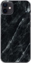 Geschikt voor iPhone 12 mini hoesje - Marmer print - Zwart - Luxe - Siliconen Telefoonhoesje