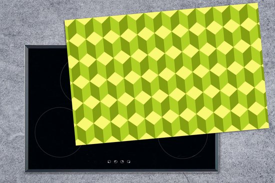 KitchenYeah® Inductie beschermer 81.2x52 cm - Patroon - Groen - Blokken - Kookplaataccessoires - Afdekplaat voor kookplaat - Inductiebeschermer - Inductiemat - Inductieplaat mat