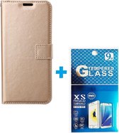 Portemonnee Book Case Hoesje + 2x Screenprotector Glas Geschikt voor: Xiaomi Mi 11 Lite 4G / 5G & Xiaomi 11 Lite 5G NE -  Goud