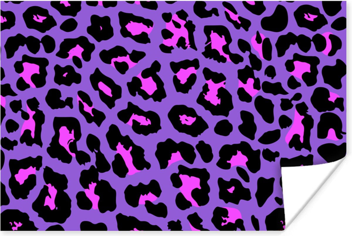 Poster Panterprint - Paars - Roze - Neon - 30x20 cm